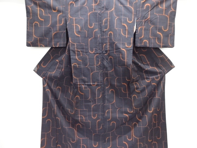 抽象模様織り出し手織り紬着物